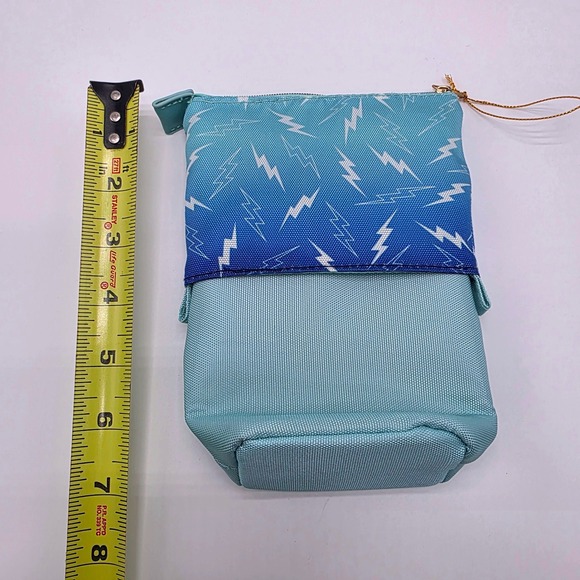 Erin Condren expandable Pouch Lightning Bolt Blue Zipper travel storage bag - Picture 9 of 10